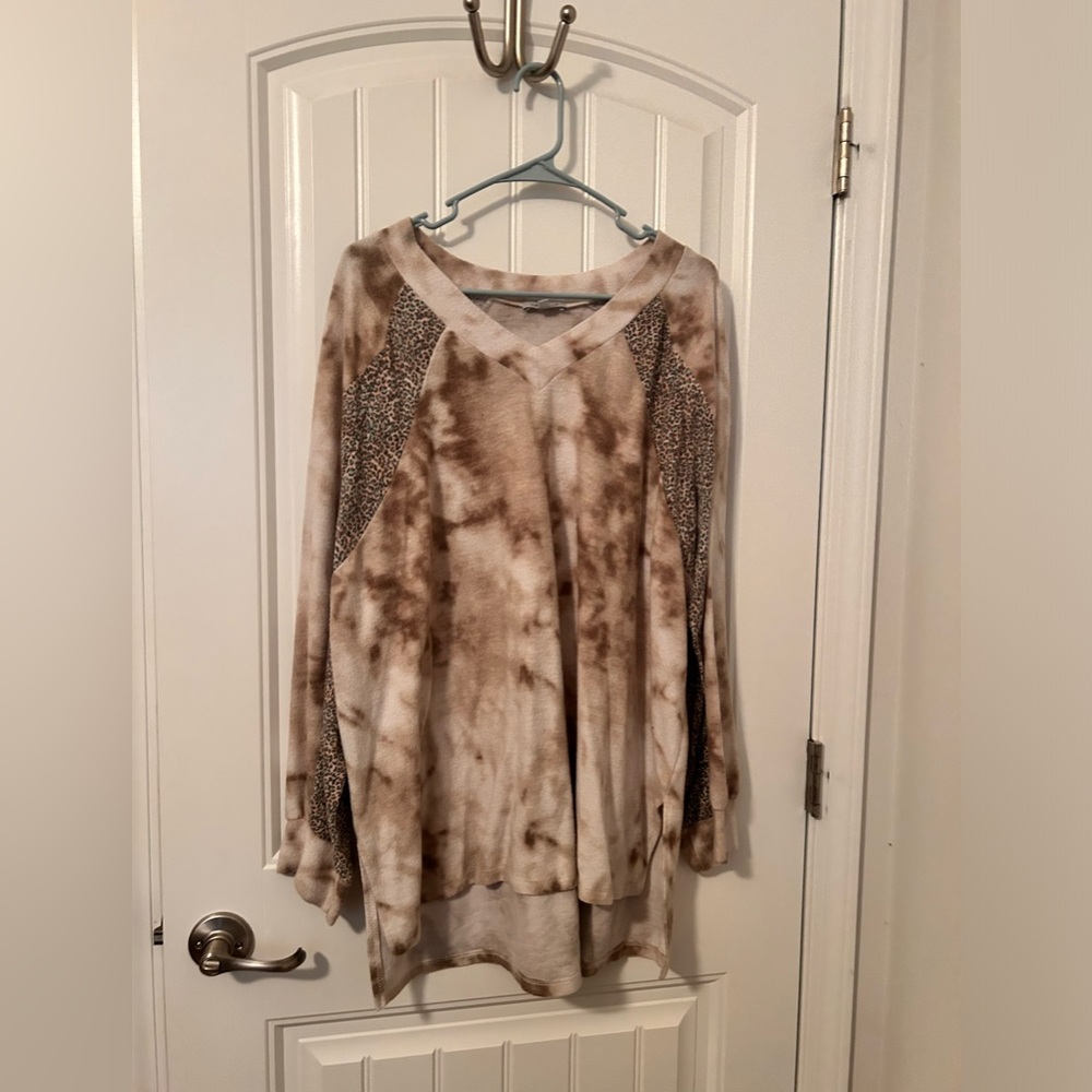 Brown and cream with cheetah print bloom pink size 2X
